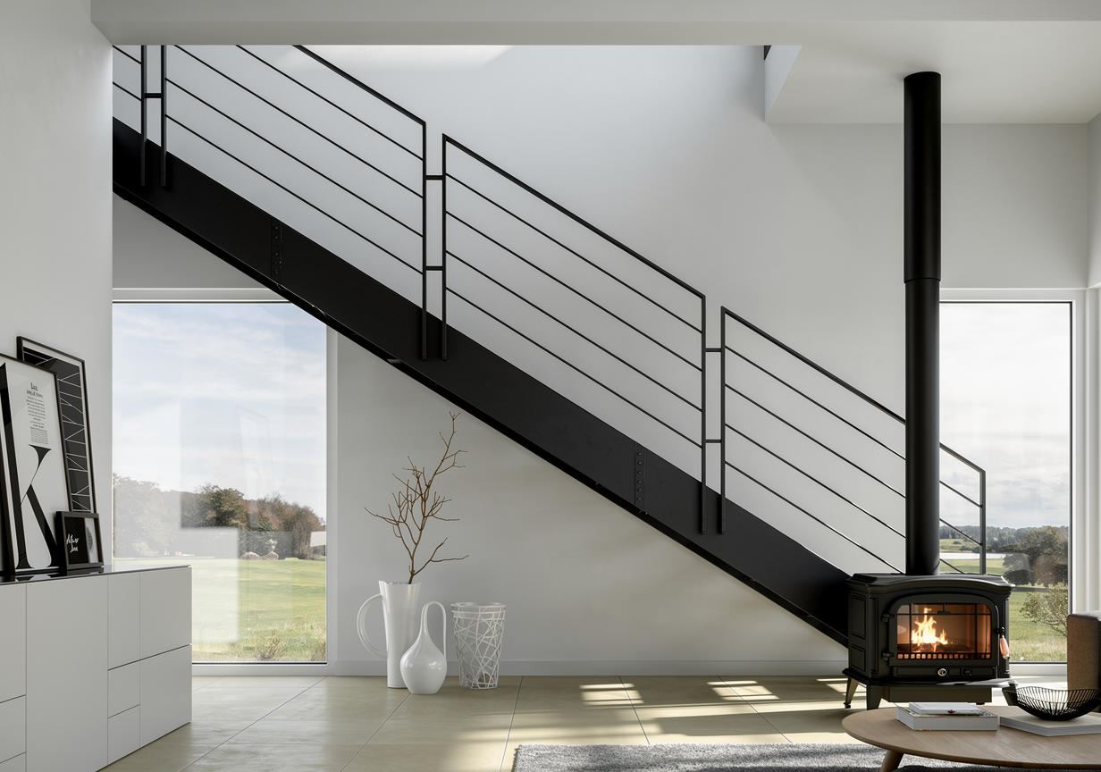 Schody Futura — detal: Modułowy układ paneli balustrady
