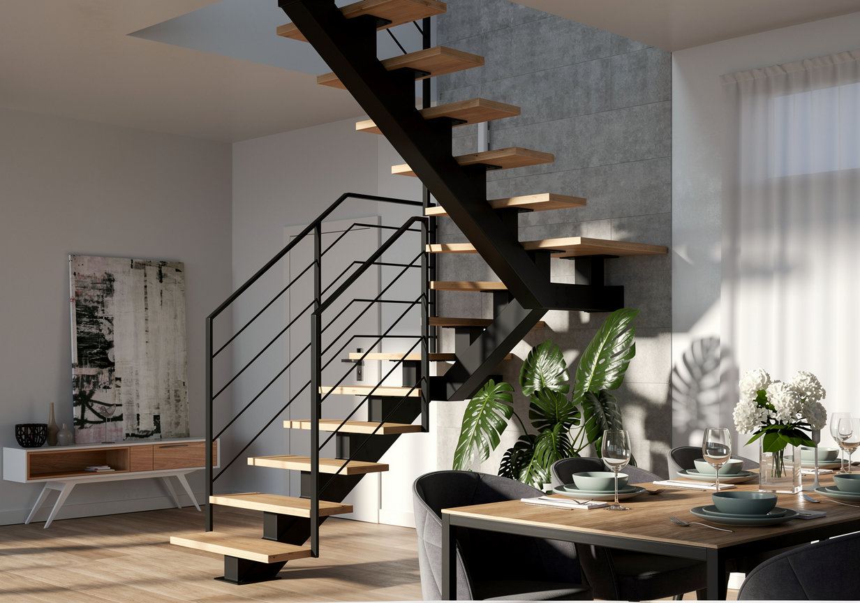 Realizacja: schody zabiegowe, salon